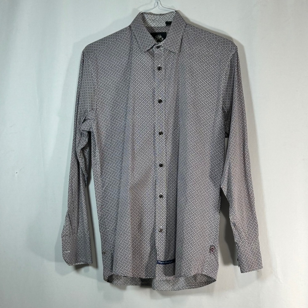English Laundry‎ Mens Medium Geometric Print Button Down Long Sleeve Dress Shirt